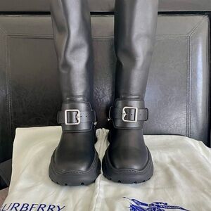 BNWT Burberry High Stomp Black Leather Boots